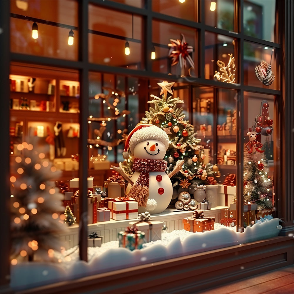 Weihnachten Schneemann und Geschenke Fenster Hintergrund BRP8-95