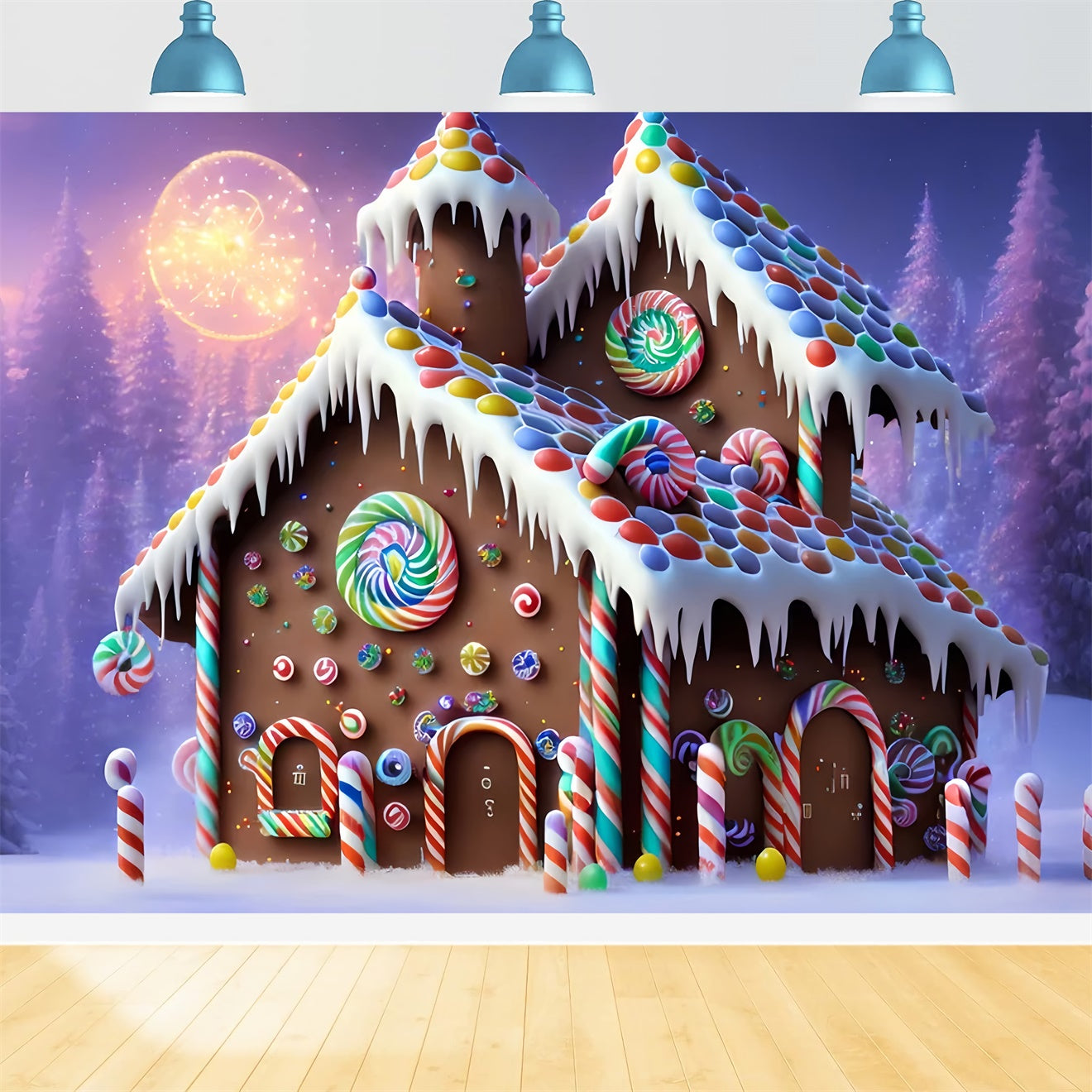 Weihnachten Magische Frosty Gingerbread Cottage Hintergrund BRP8-97