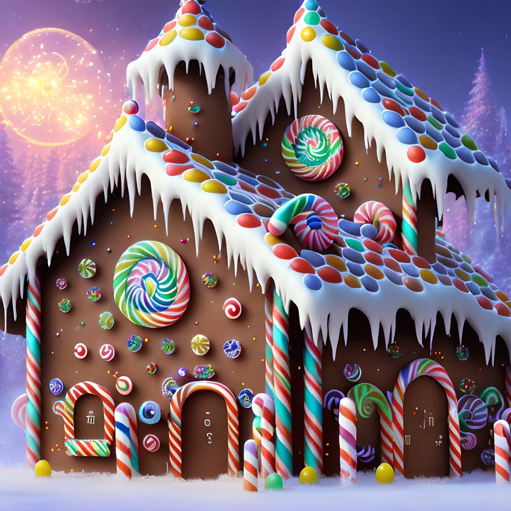 Weihnachten Magische Frosty Gingerbread Cottage Hintergrund BRP8-97