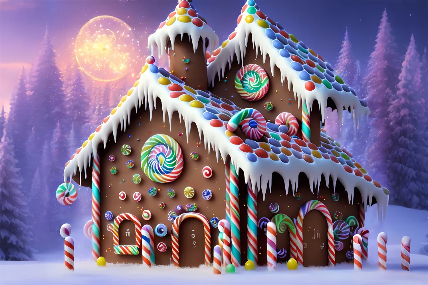 Weihnachten Magische Frosty Gingerbread Cottage Hintergrund BRP8-97