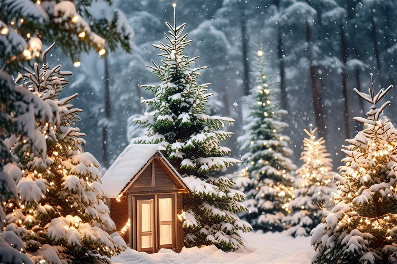 Weihnachten Gelassenheit verschneite Kiefern Hintergrund BRP8-98