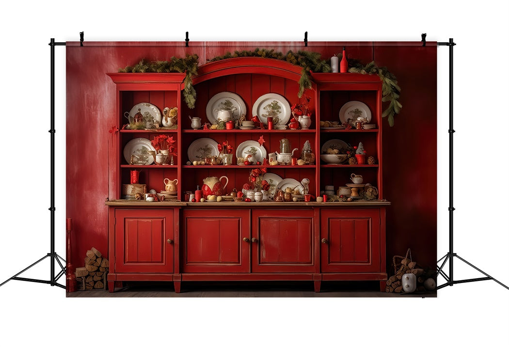 Weihnachten Vintage Rot Küche Regal Backdrop BRP8-99