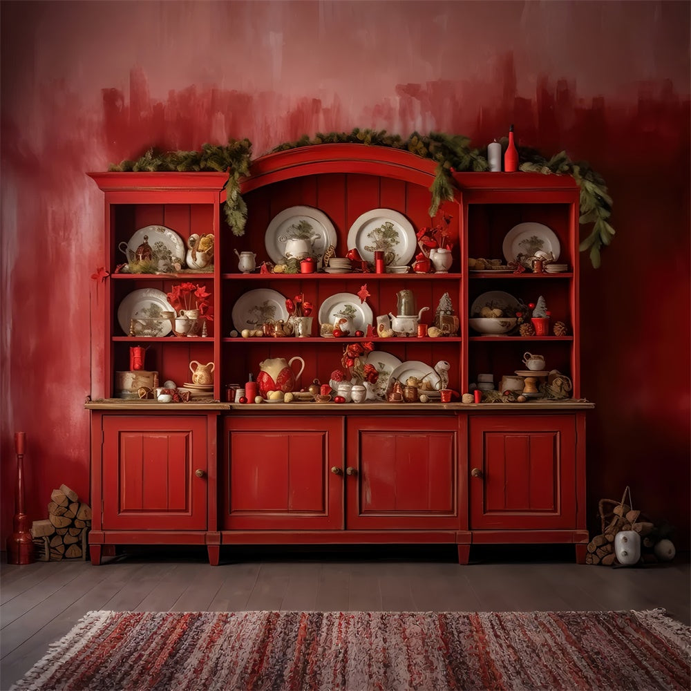 Weihnachten Vintage Rot Küche Regal Backdrop BRP8-99