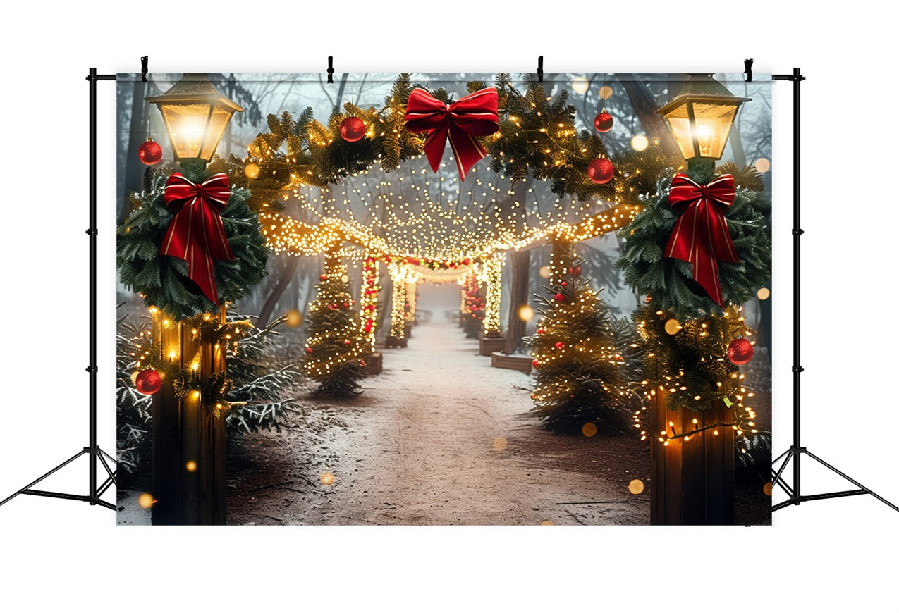 Rote Schleife und Kranz Glowing Christmas Walkway Backdrop BRP9-105