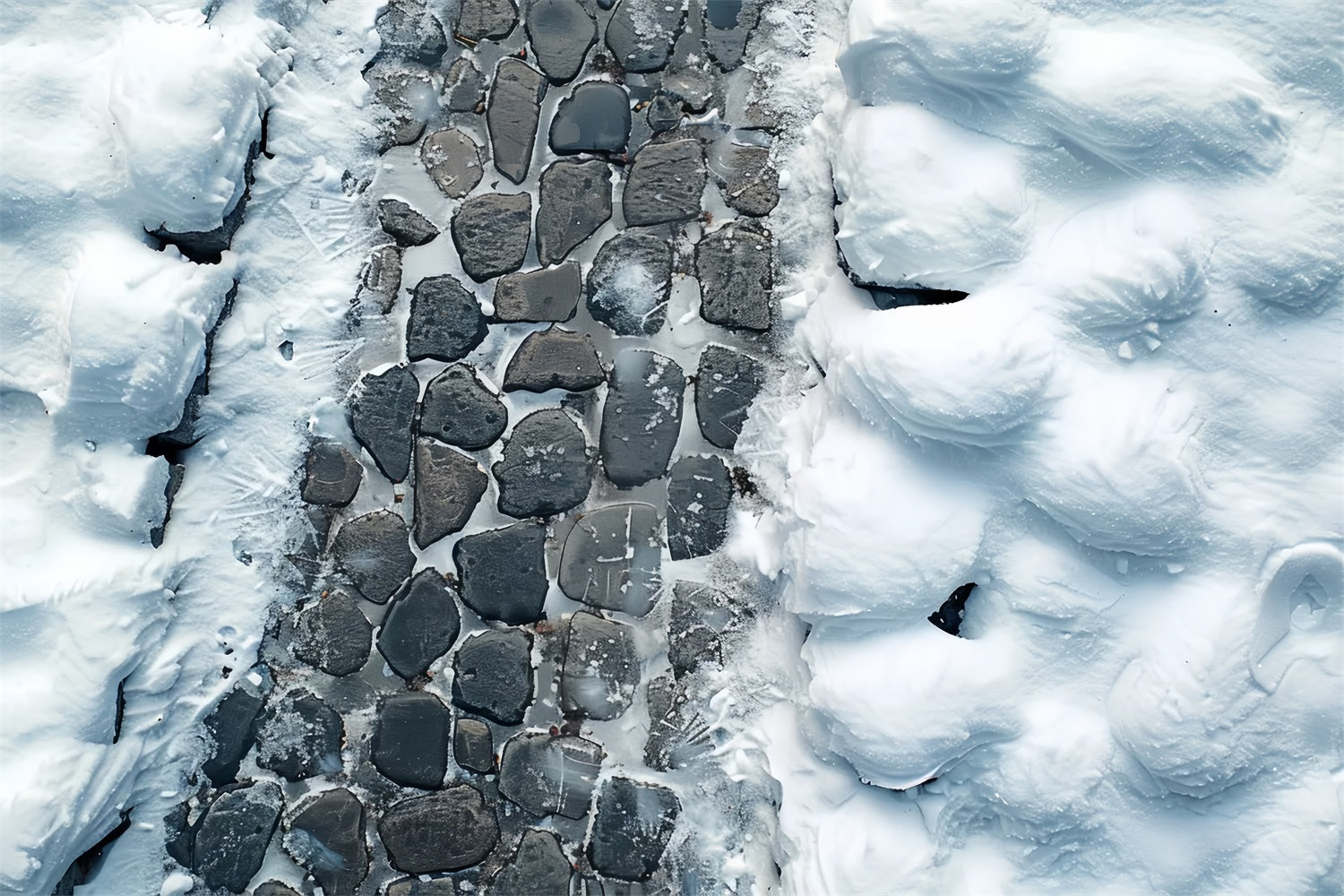 Eisige Steine im Winter Fußweg Bodenmatte BRP9-12