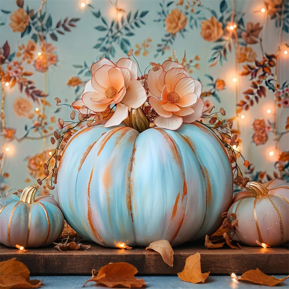 Floral Herbst Pastell Blau Kürbis Hintergrund BRP9-127
