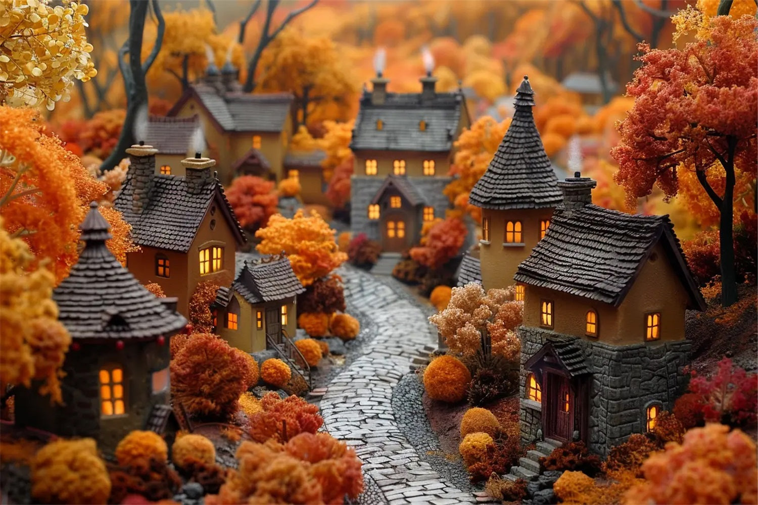 Golden Leaves Cottages Herbstdorf Hintergrund BRP9-152