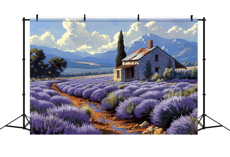 Herbst Lavendel Reihen Berglandschaft Hintergrund BRP9-155