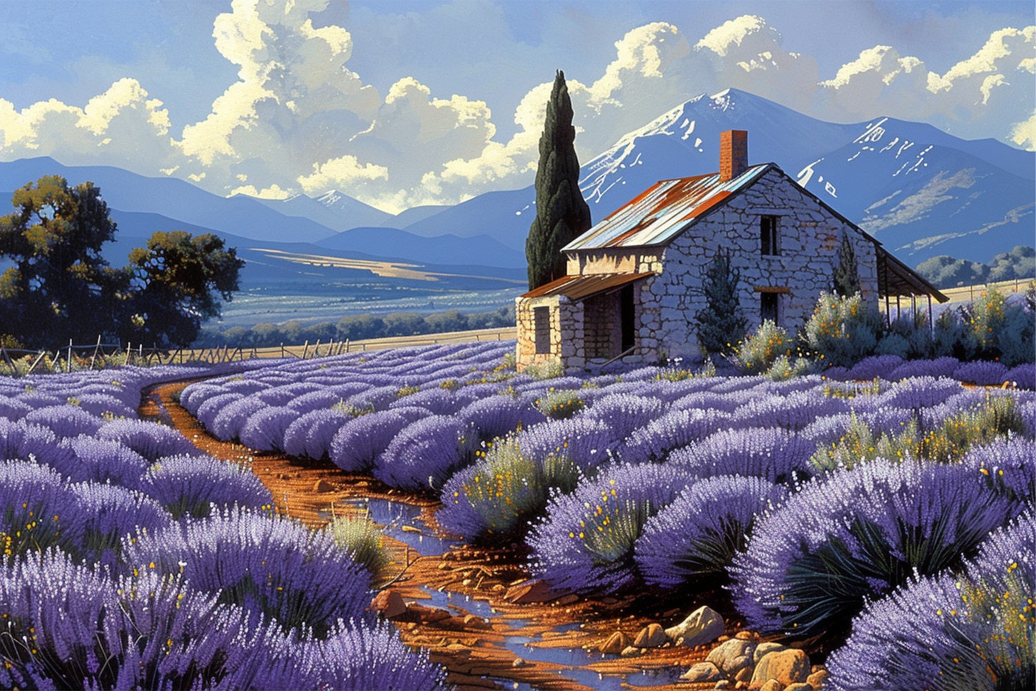 Herbst Lavendel Reihen Berglandschaft Hintergrund BRP9-155