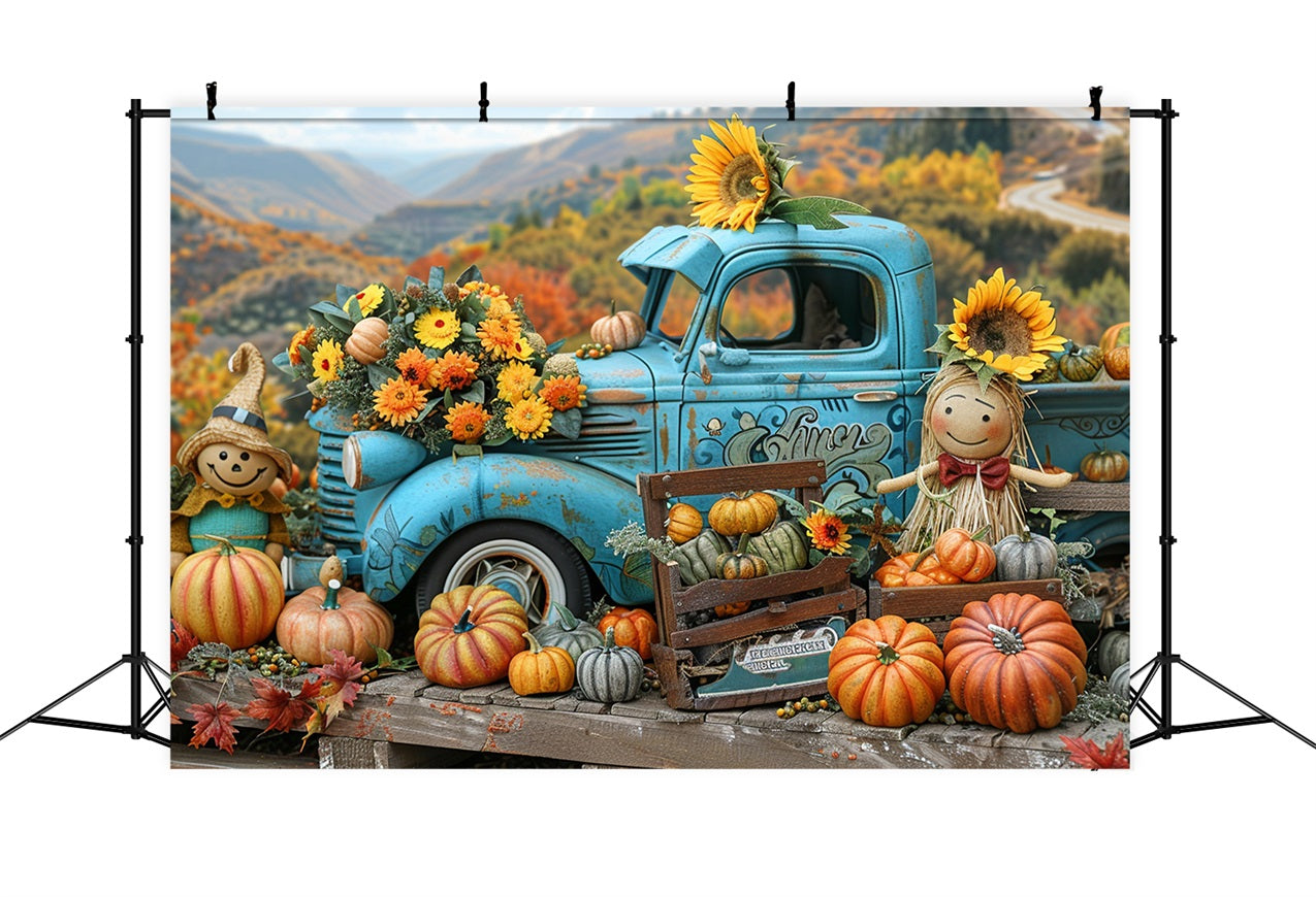 Herbst Ernte Szene LKW Kürbisse Backdrop BRP9-170