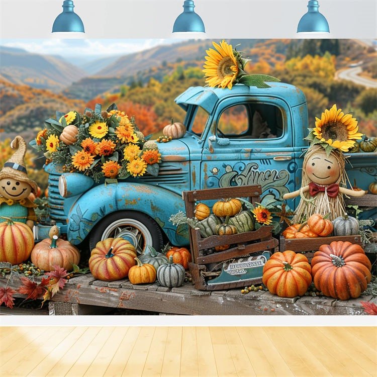 Herbst Ernte Szene LKW Kürbisse Backdrop BRP9-170