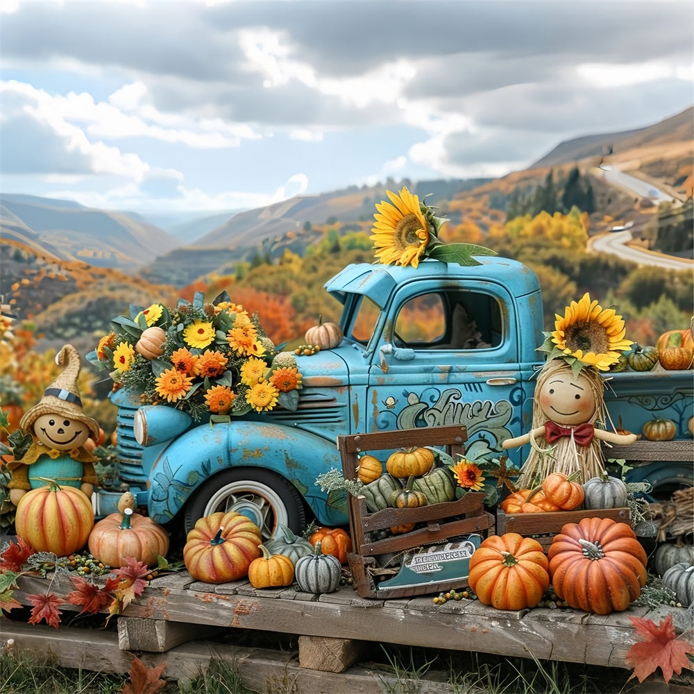 Herbst Ernte Szene LKW Kürbisse Backdrop BRP9-170