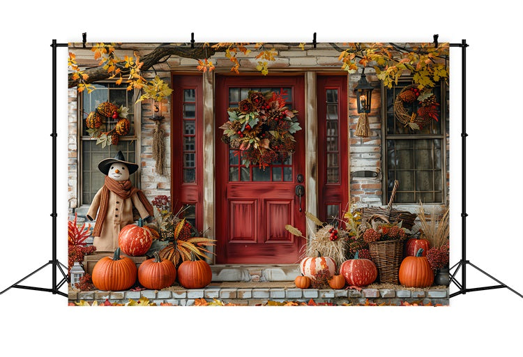 Autumn Porch Decor Kürbisse Kranz Backdrop BRP9-173