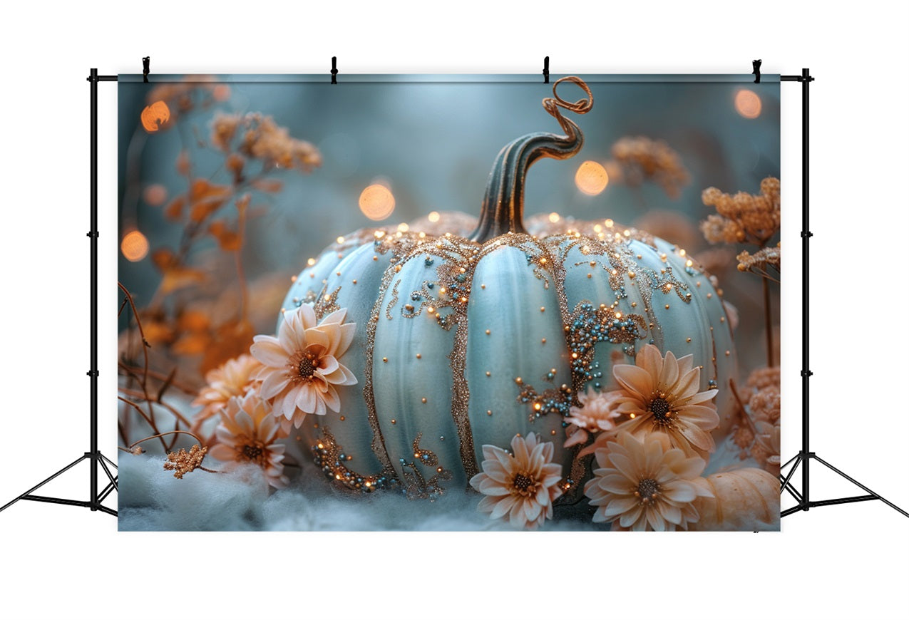 Elegante funkelnde Kürbis Floral Akzente Herbst Hintergrund BRP9-179