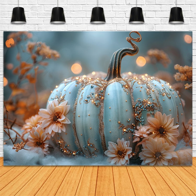 Elegante funkelnde Kürbis Floral Akzente Herbst Hintergrund BRP9-179