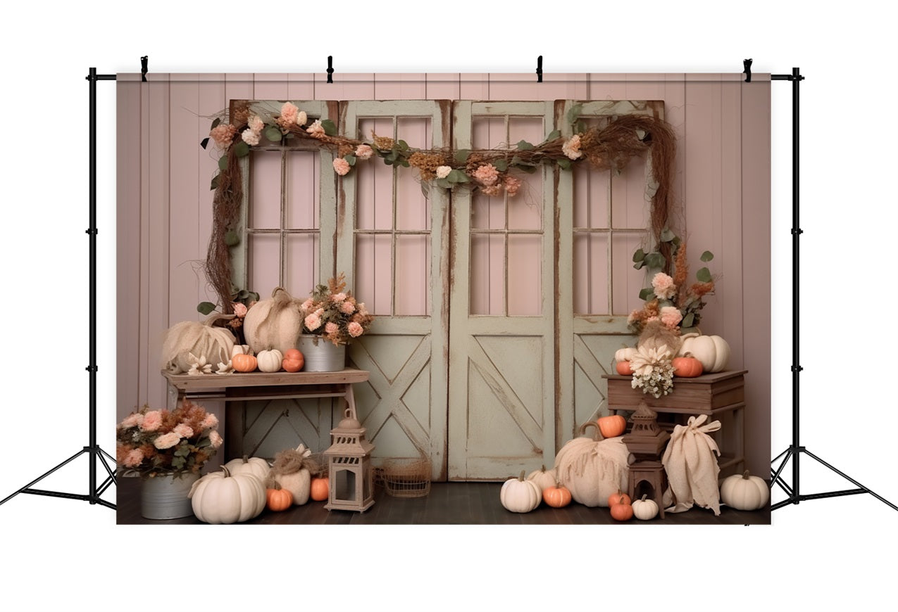 Herbstliche Kürbisblumen-Fenster-Hintergrundkulisse BRP9-197