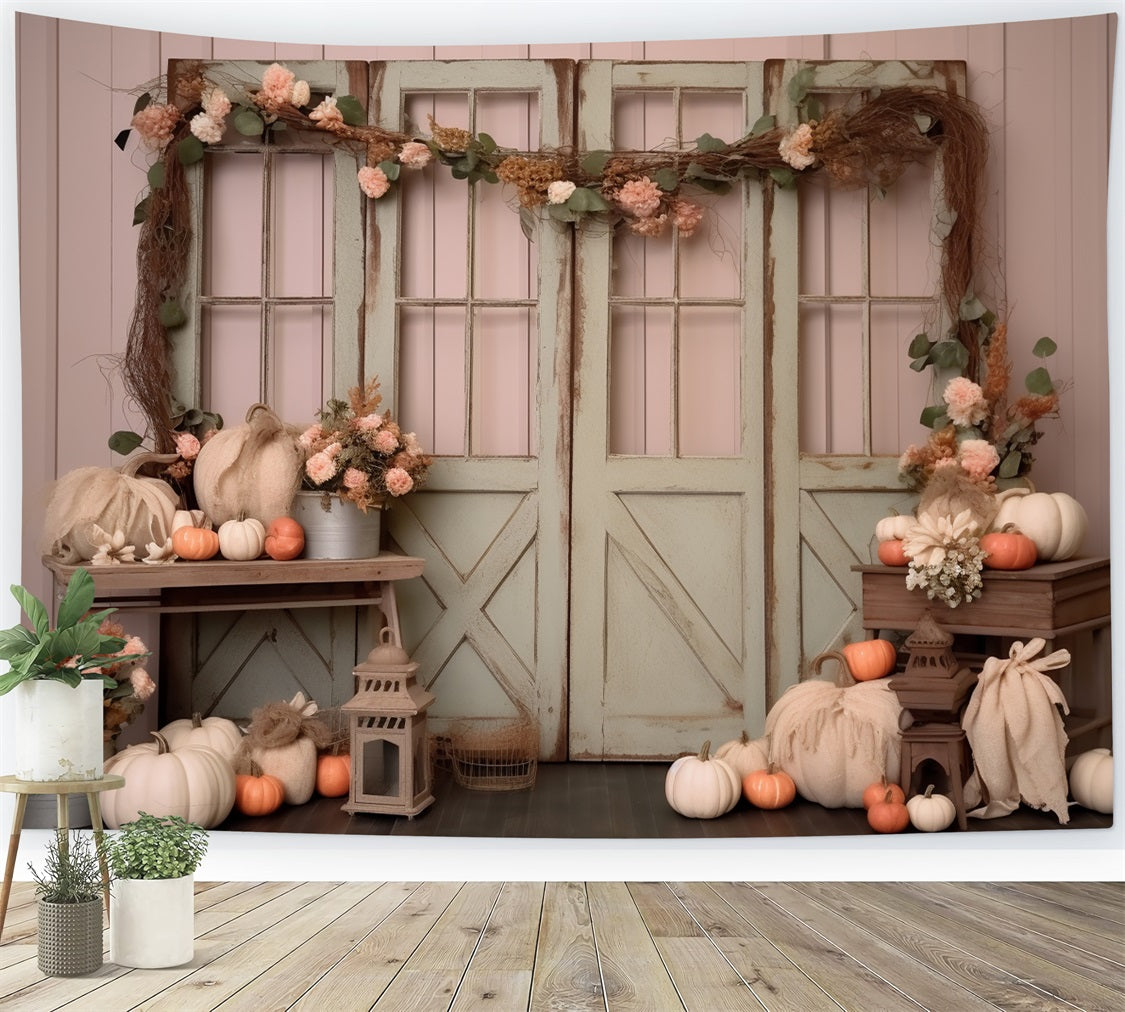 Herbstliche Kürbisblumen-Fenster-Hintergrundkulisse BRP9-197