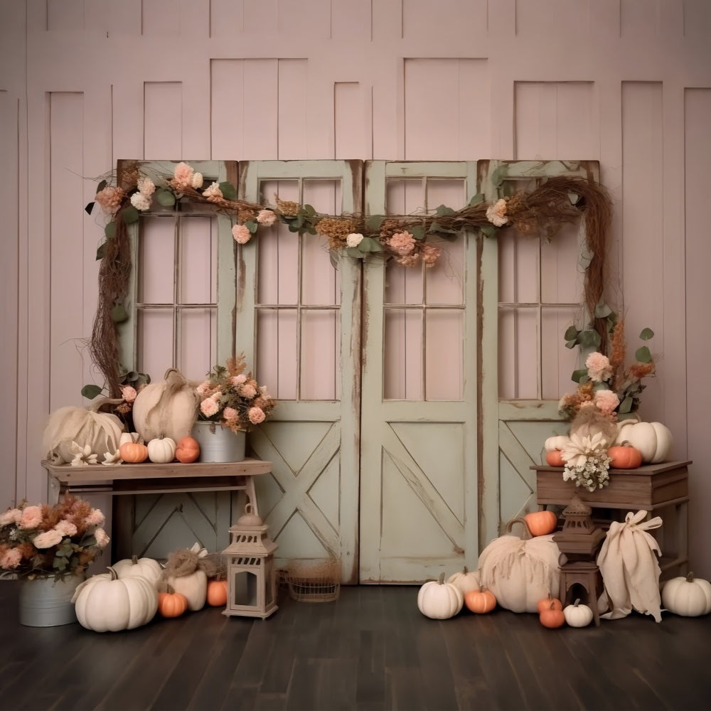 Herbstliche Kürbisblumen-Fenster-Hintergrundkulisse BRP9-197