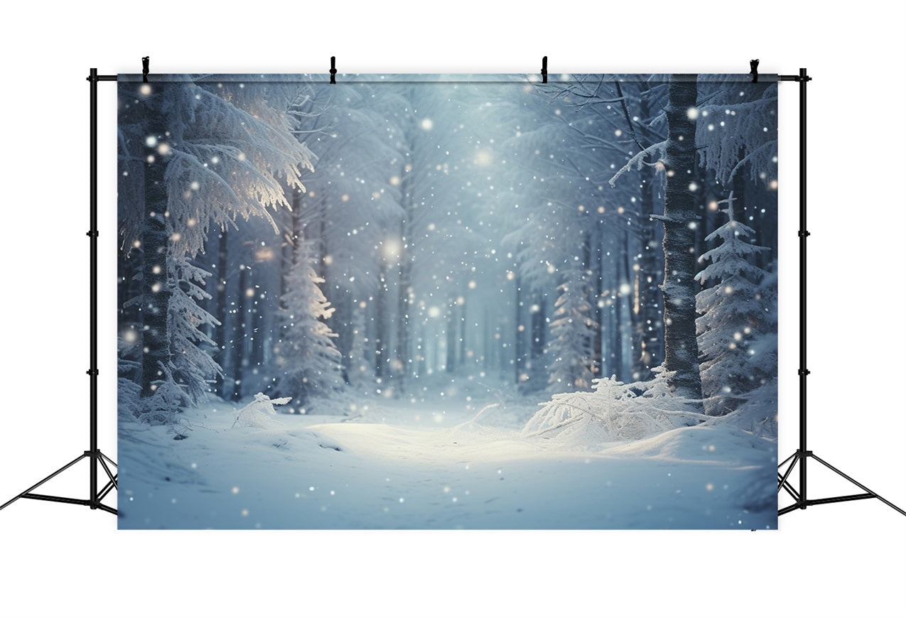 Winter Nacht Schneefall Enchanted Forest Backdrop BRP9-222