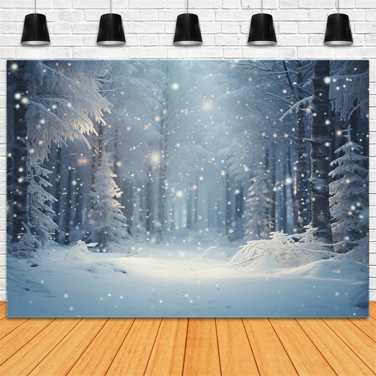 Winter Nacht Schneefall Enchanted Forest Backdrop BRP9-222