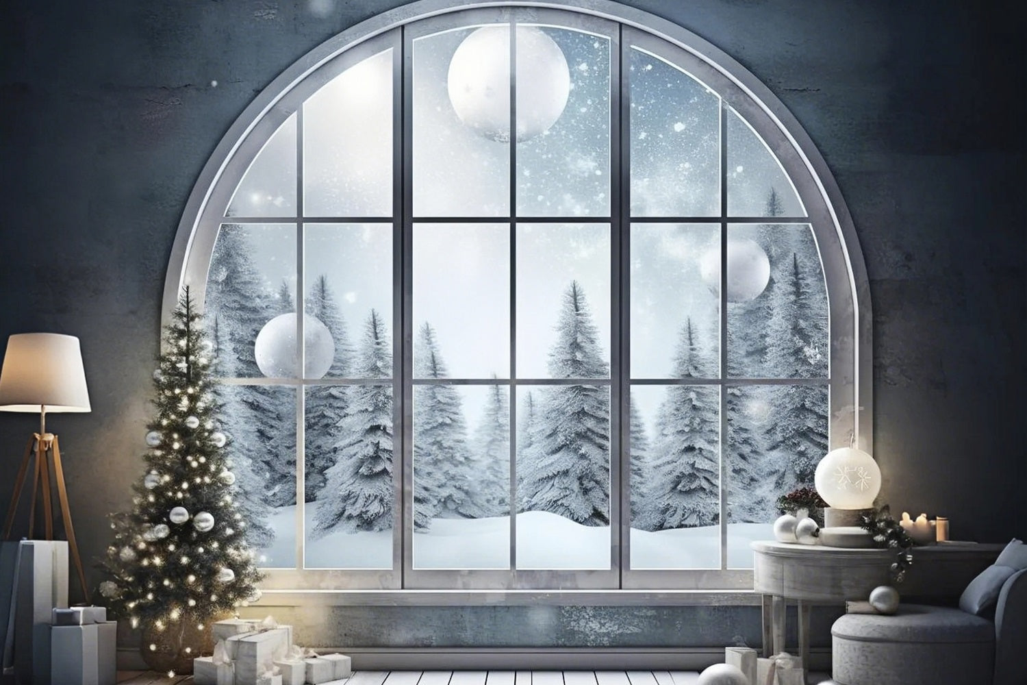 Winter Wonderland Grand Arched Window Backdrop BRP9-240