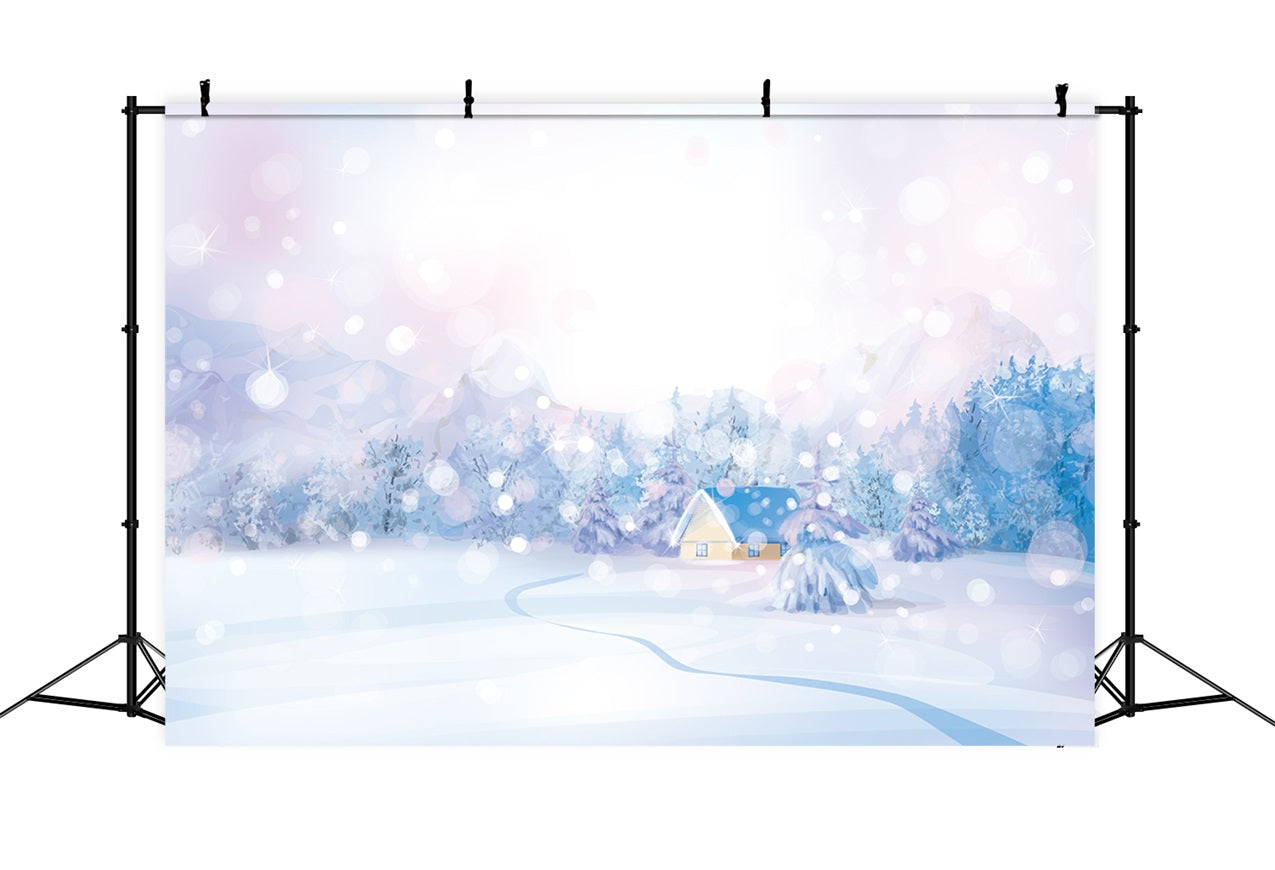 Winter Pastell Bokeh Schnee Landschaft Backdrop BRP9-279