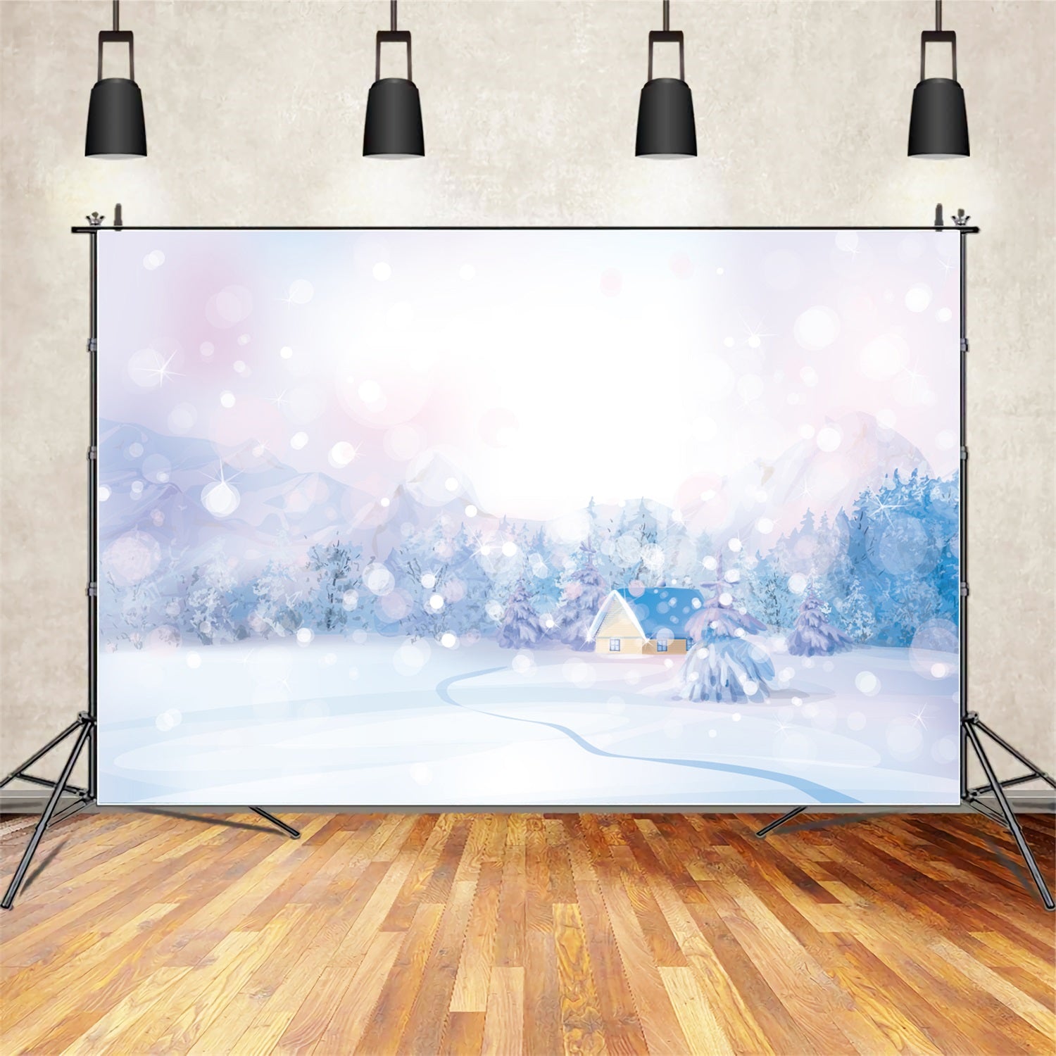 Winter Pastell Bokeh Schnee Landschaft Backdrop BRP9-279