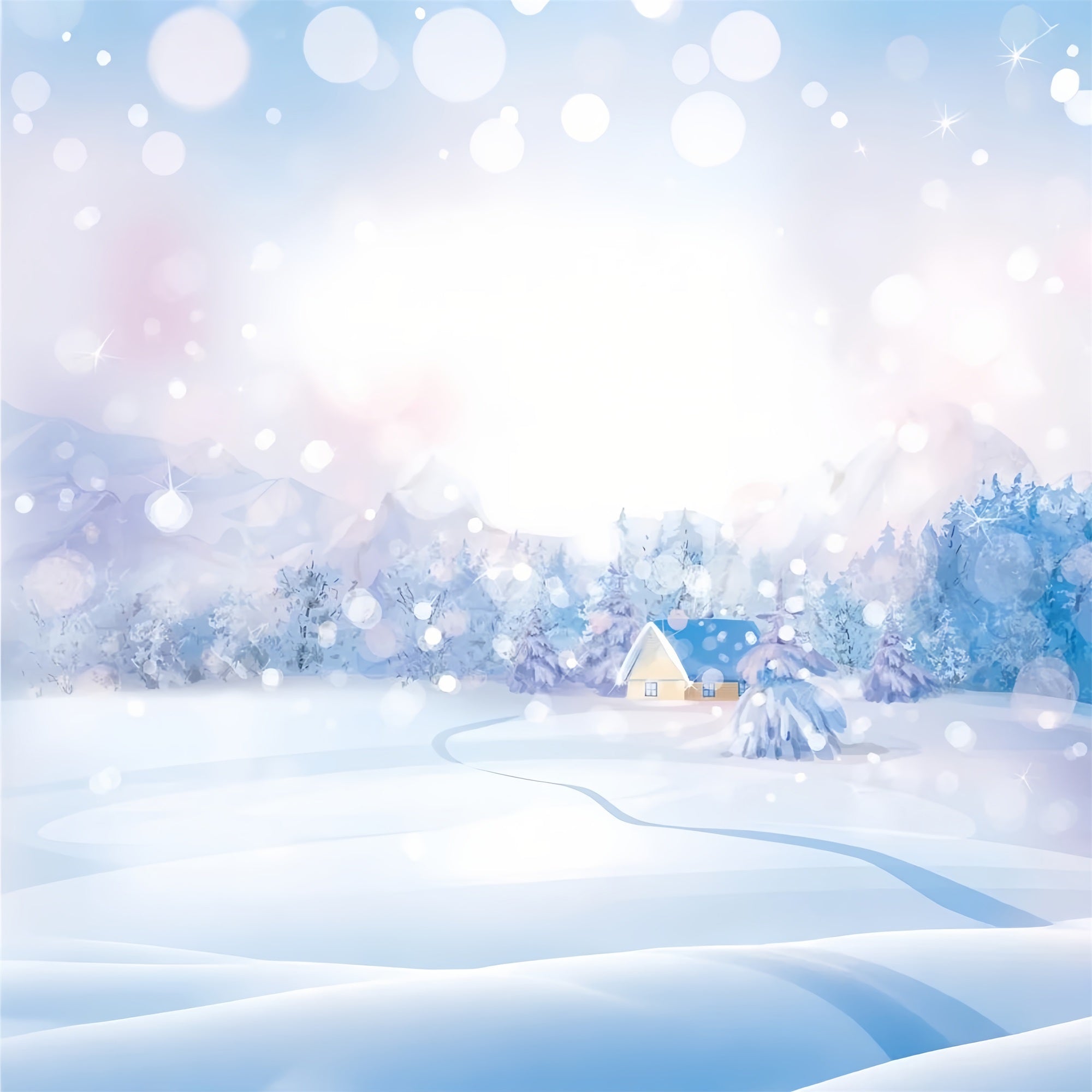 Winter Pastell Bokeh Schnee Landschaft Backdrop BRP9-279