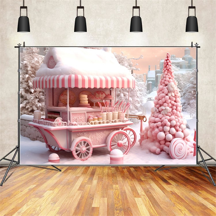 Candyland Cart Winter Frosty Wonderland Backdrop BRP9-285