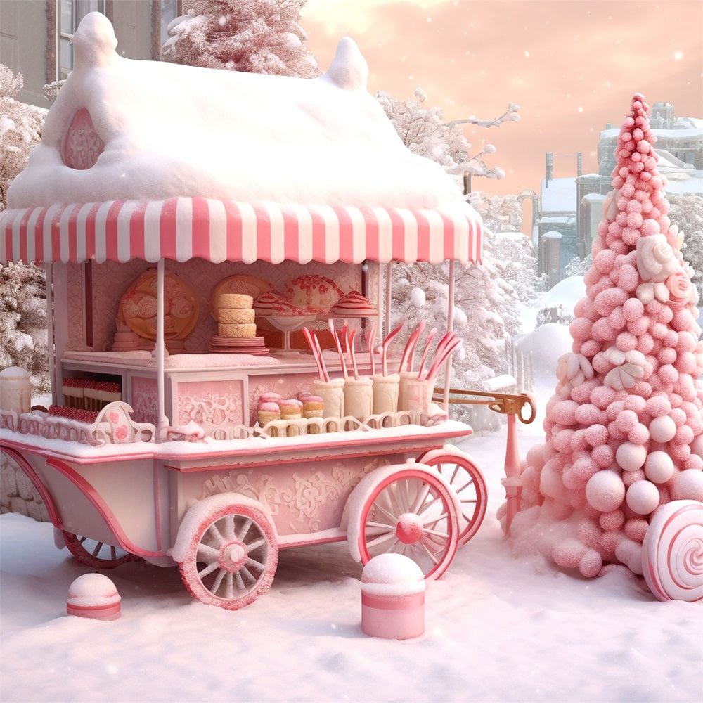 Candyland Cart Winter Frosty Wonderland Backdrop BRP9-285