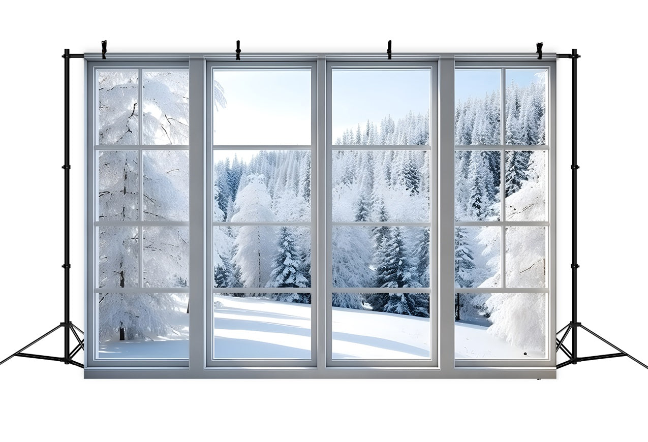 Winterlich verschneite Waldszene Mattes Fenster Backdrop BRP9-294