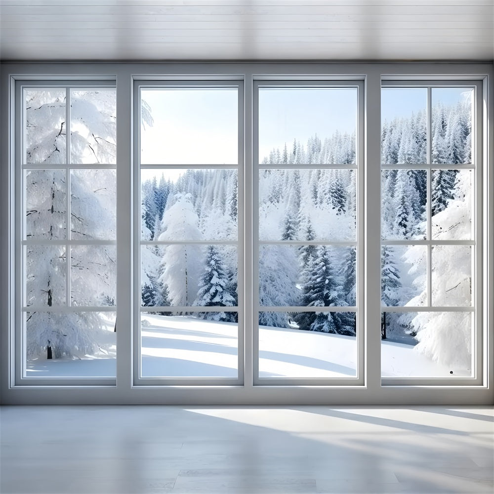 Winterlich verschneite Waldszene Mattes Fenster Backdrop BRP9-294