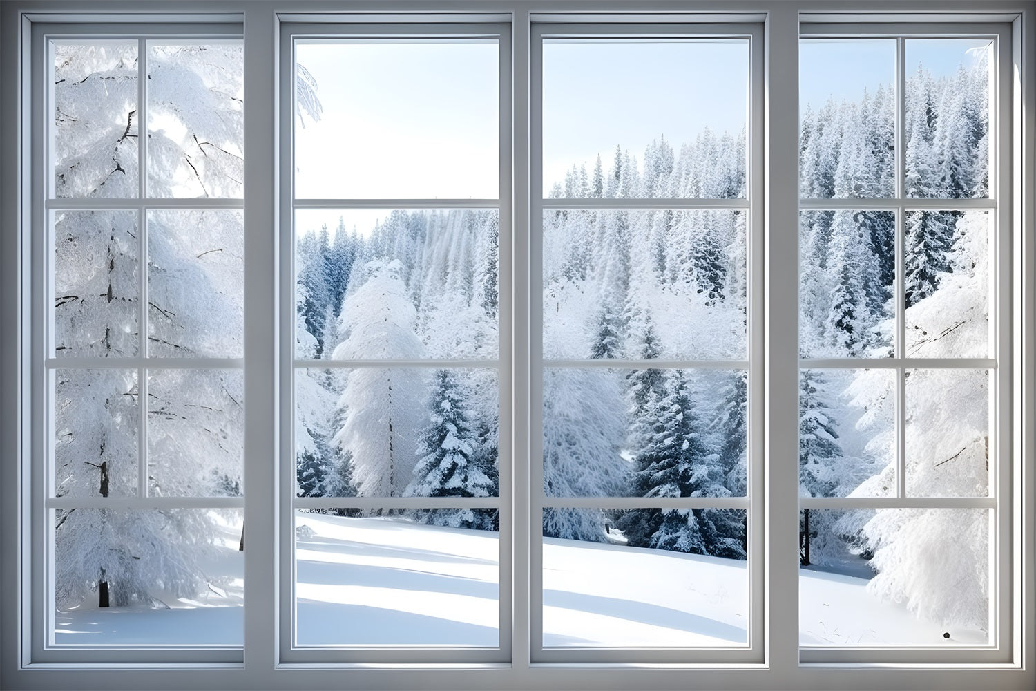 Winterlich verschneite Waldszene Mattes Fenster Backdrop BRP9-294