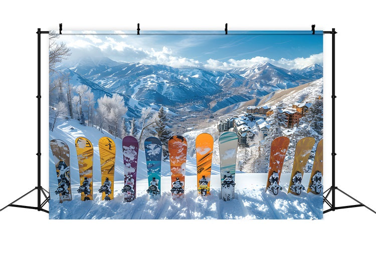 Lebendige Snowboards Winter Alpen Fotografie Hintergrund BRP9-305