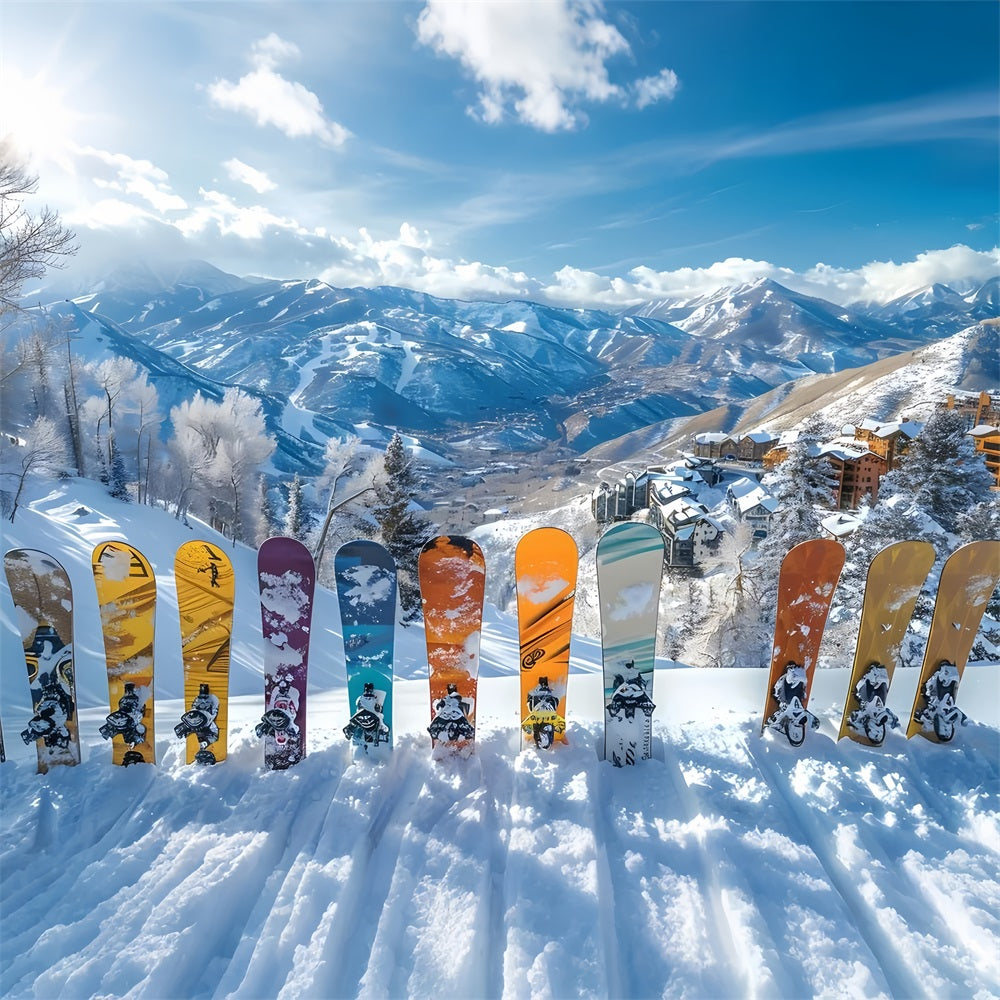 Lebendige Snowboards Winter Alpen Fotografie Hintergrund BRP9-305