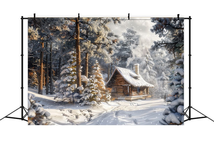 Winter Wonderland Cabin Surrounded Snow Hintergrund BRP9-309