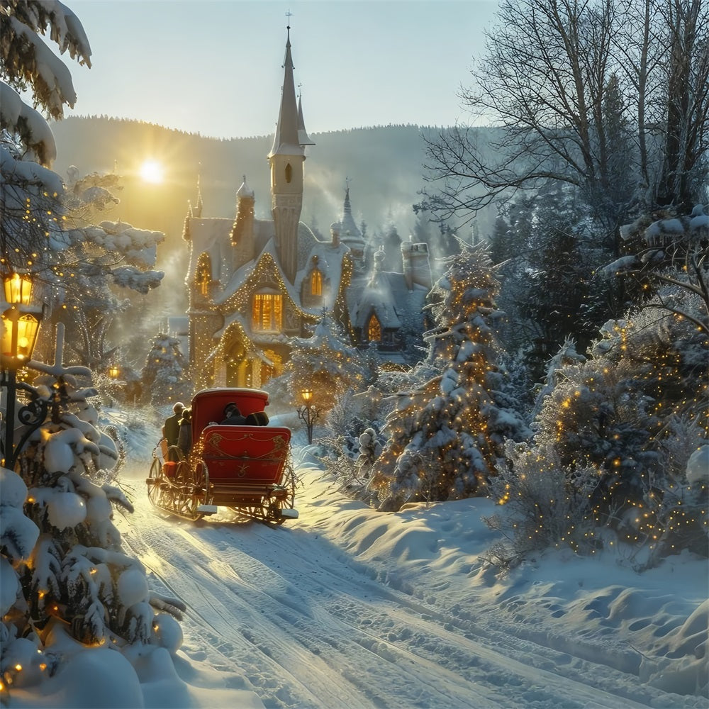 Gemütlicher Wald Tannenbaum verschneites Wunderland Hintergrund BRP9-310