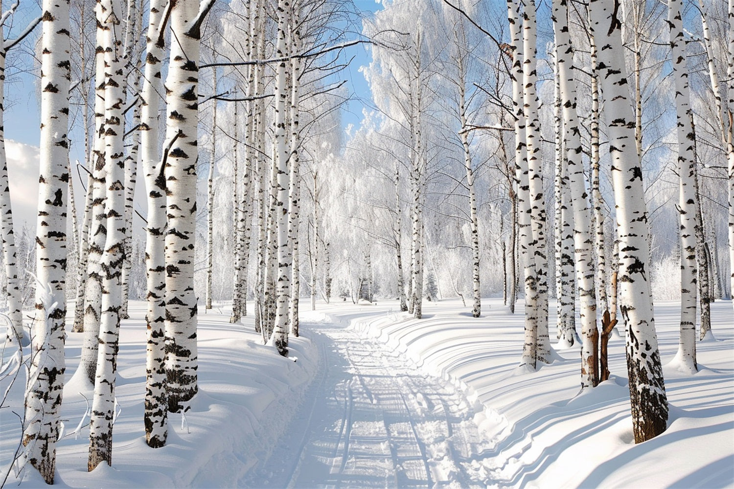 Schneebedeckter Pfad durch den Winterwald Hintergrund BRP9-321