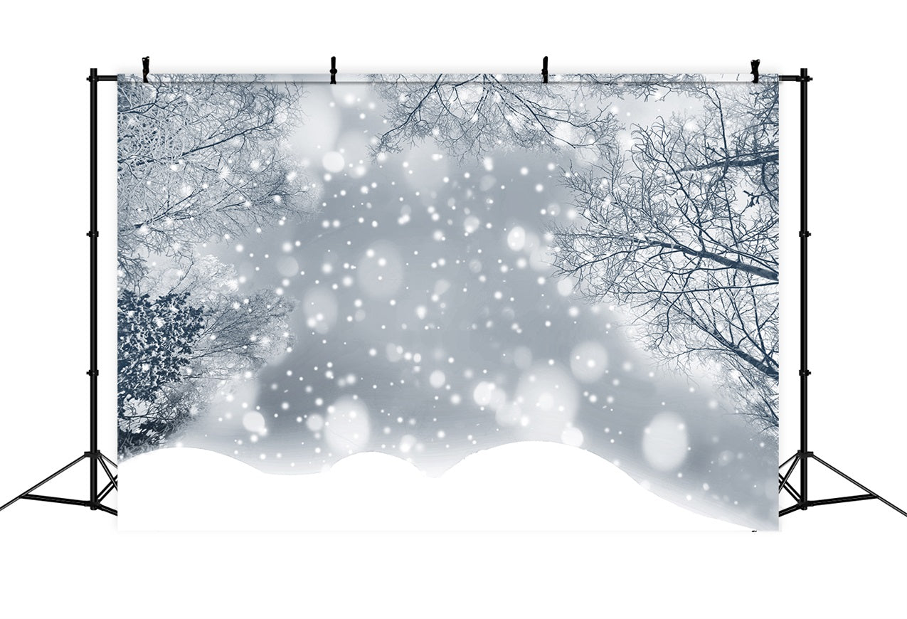 Funkelnder Winter Frosted Snowflakes Wald Hintergrund BRP9-344