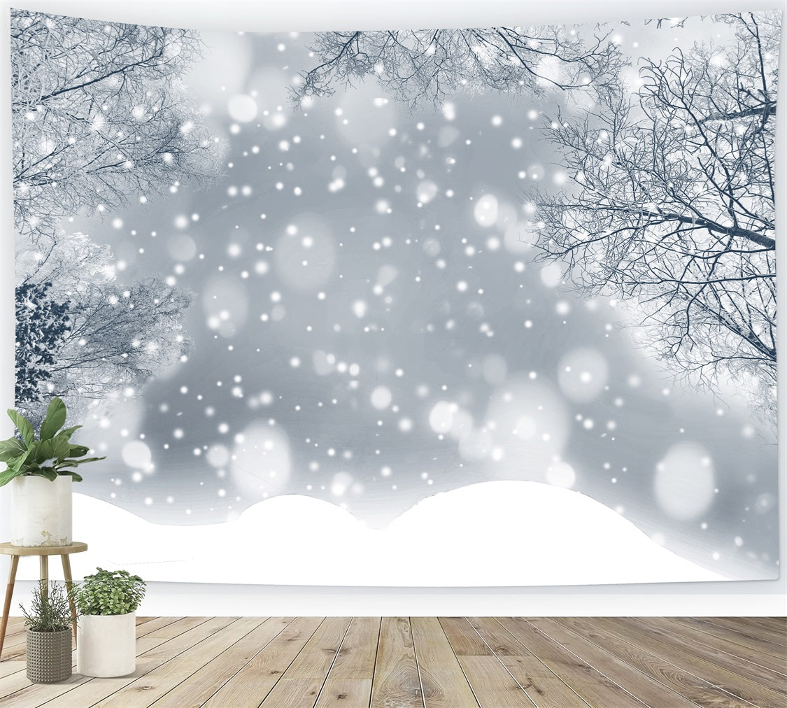 Funkelnder Winter Frosted Snowflakes Wald Hintergrund BRP9-344