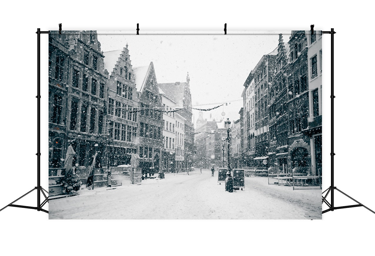 Vintage Winter verschneite Straßenszene Hintergrund BRP9-379