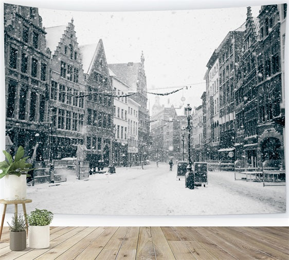 Vintage Winter verschneite Straßenszene Hintergrund BRP9-379