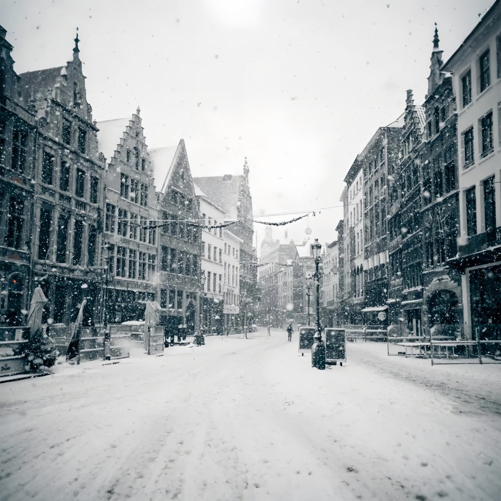 Vintage Winter verschneite Straßenszene Hintergrund BRP9-379