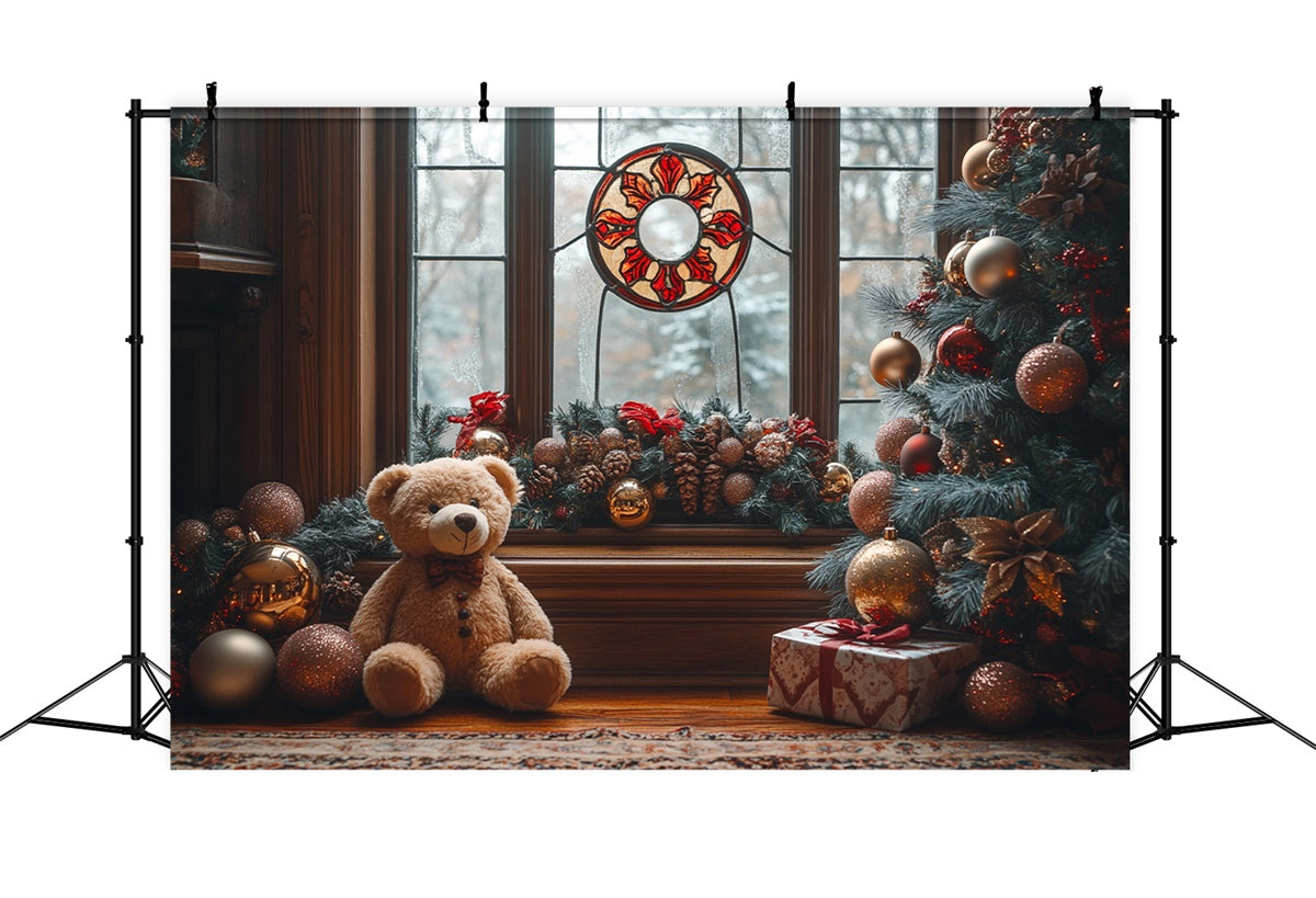 Teddybär Weihnachten am Fenster Charme Backdrop BRP9-49