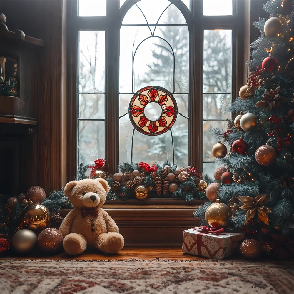 Teddybär Weihnachten am Fenster Charme Backdrop BRP9-49