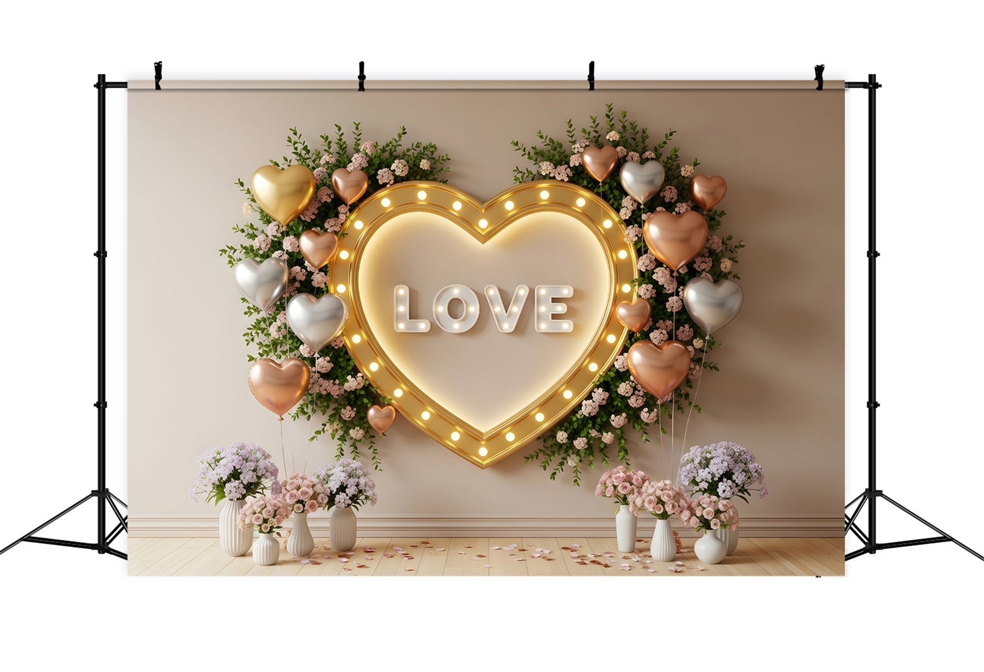 Valentinstag-Hintergrund Goldenes Herz Blütenwand Valentinstag-Hintergrund Ideen Von Magali