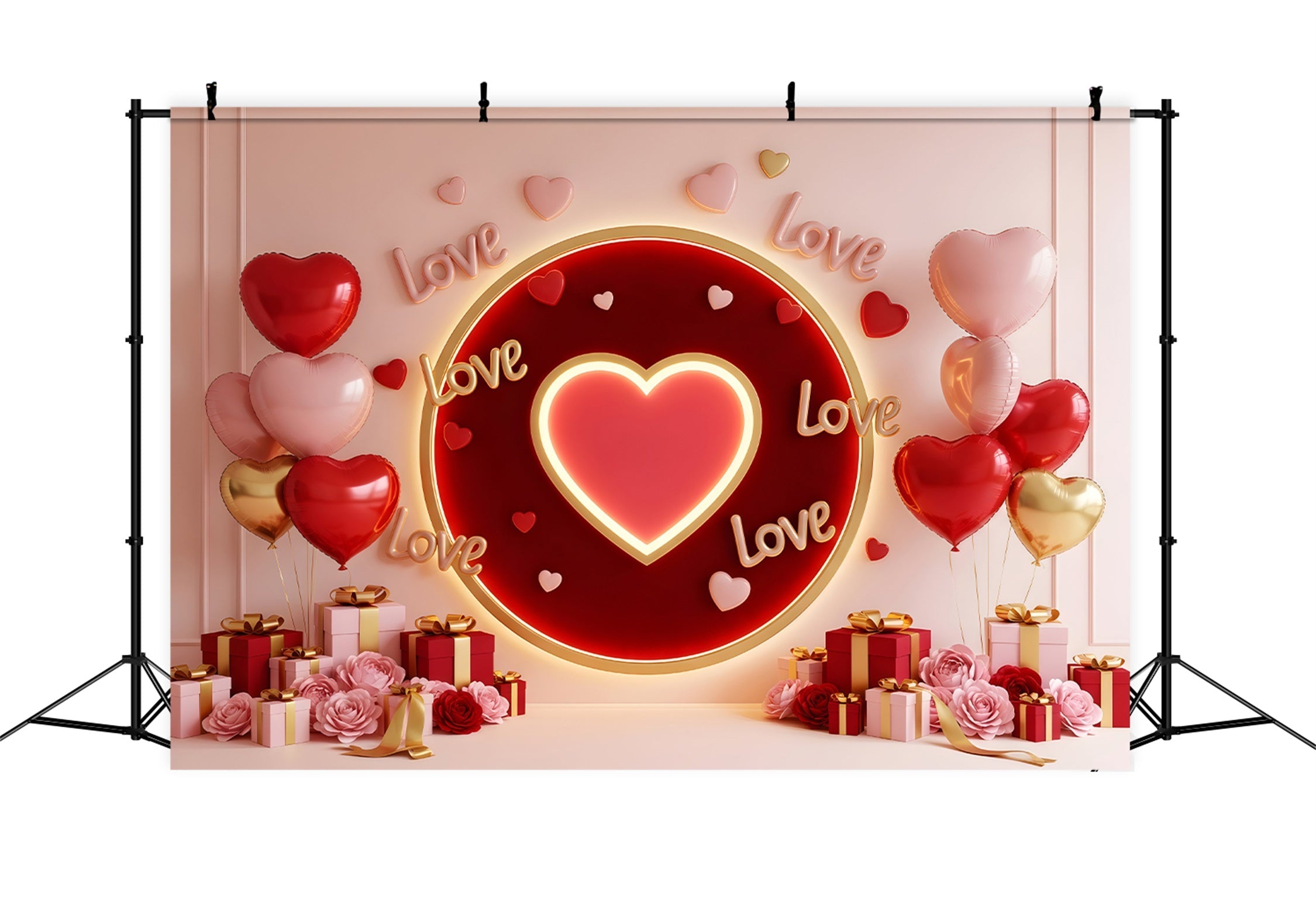 Valentinstag-Hintergründe Leuchtendes Herz Liebeskreis Valentinstag-Foto-Hintergrund Von Magali