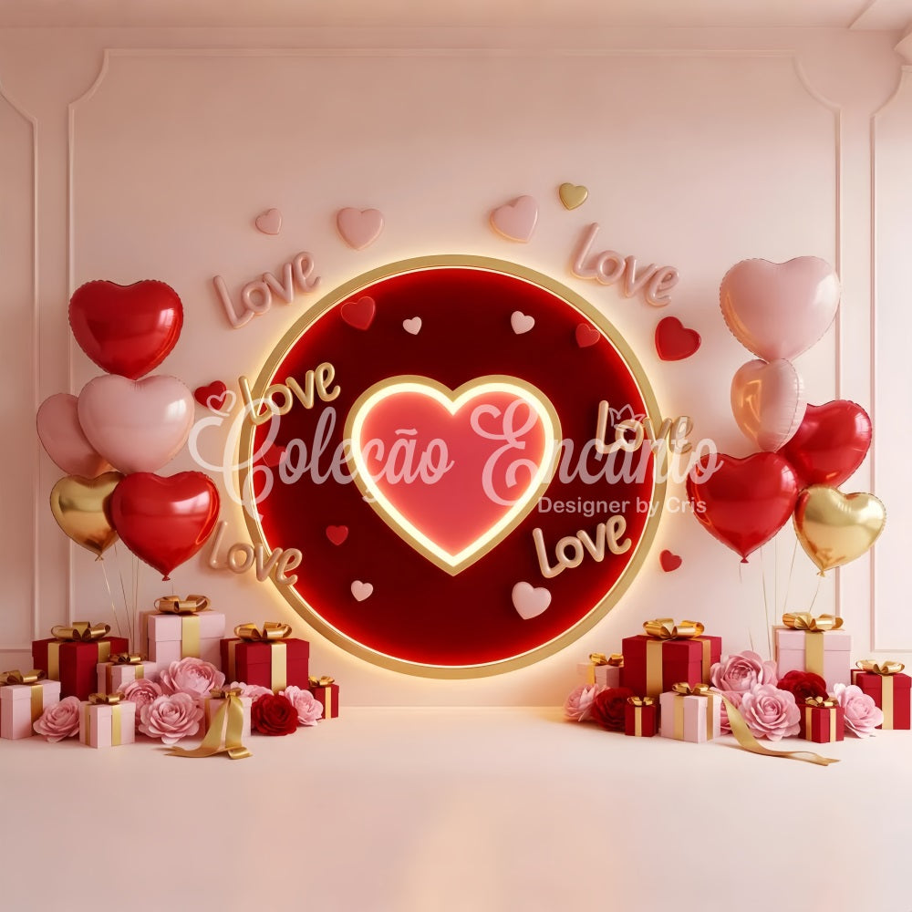 Valentinstag-Hintergründe Leuchtendes Herz Liebeskreis Valentinstag-Foto-Hintergrund Von Magali