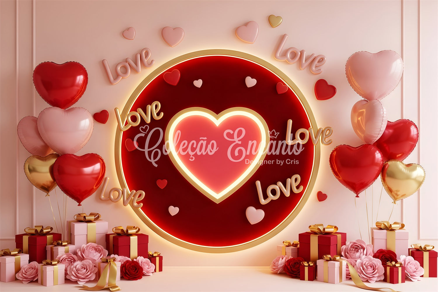 Valentinstag-Hintergründe Leuchtendes Herz Liebeskreis Valentinstag-Foto-Hintergrund Von Magali
