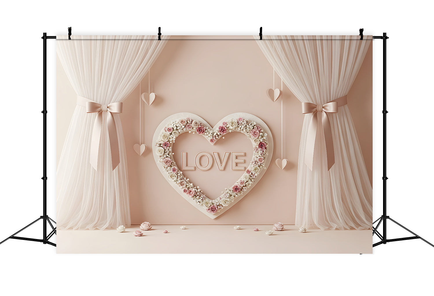 Valentinstag-Hintergrund Romantische Blumen Herz-Dekoration Einfacher Valentinstag-Hintergrund Von Magali